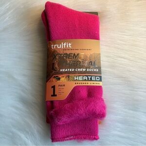 Trufit Women’s Soft Thermal Heated Crew Socks 1 Pair - Pink - NEW